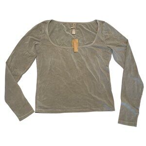 SKIMS Long Sleeve Scoop Neck Top in Sage Green